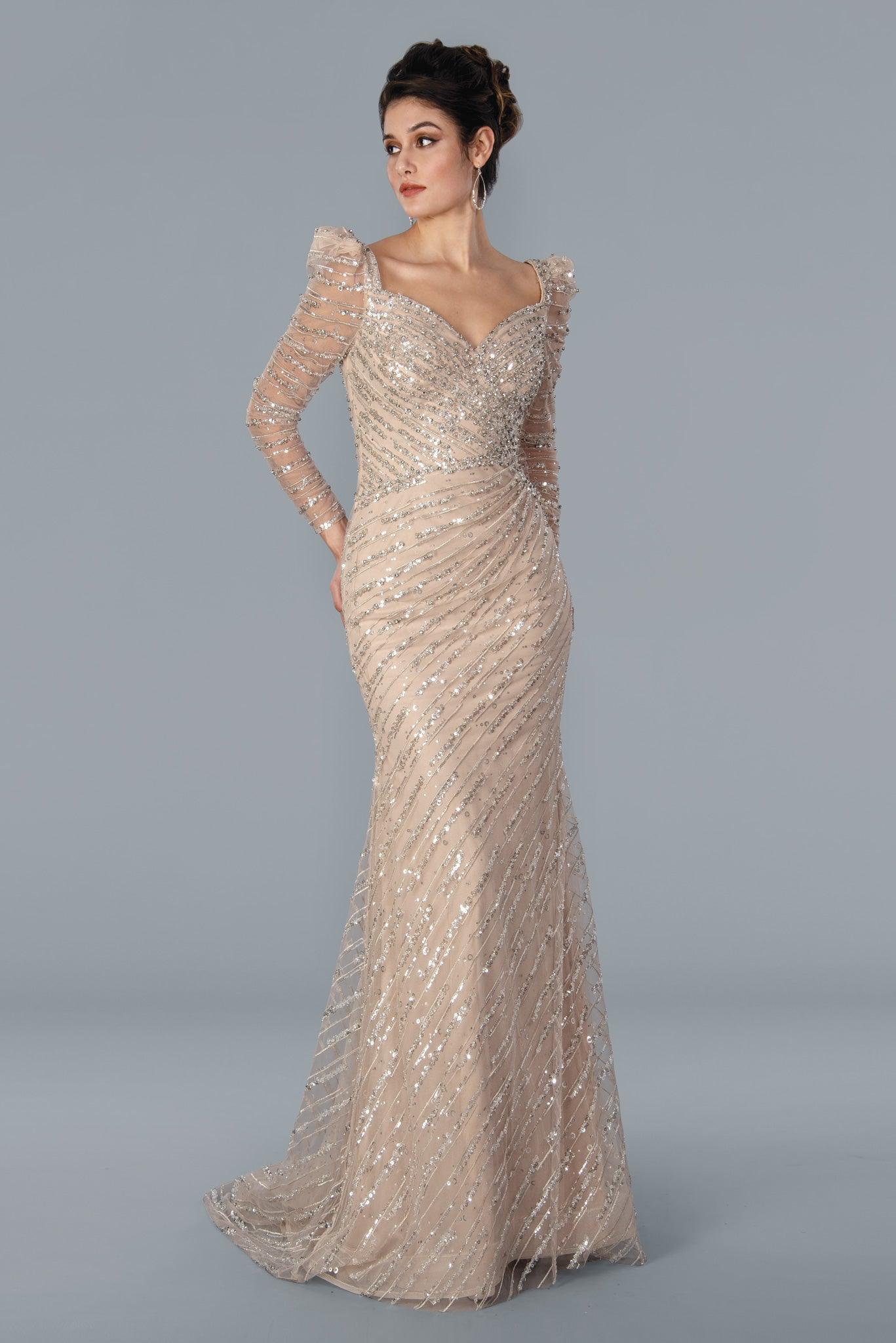 22365 Formal Long Evening Gown Champagne