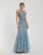 Formal Dresses Long Floral Beaded Mermaid Formal Prom Dress Slate Blue