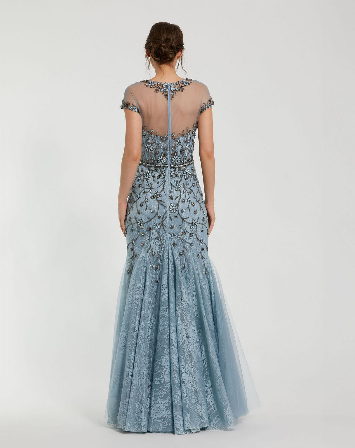 Mac Duggal 2239 Long Floral Beaded Mermaid Formal Prom Dress