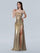 Prom Dresses Long Prom Slit Formal Metallic Dress Gold