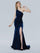 Prom Dresses Long Formal Beaded Slit Prom Dress Navy
