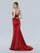 Prom Dresses Long Formal Beaded Slit Prom Dress Red