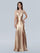 Prom Dresses Long Formal Fitted Slit Evening Prom Dress Gold