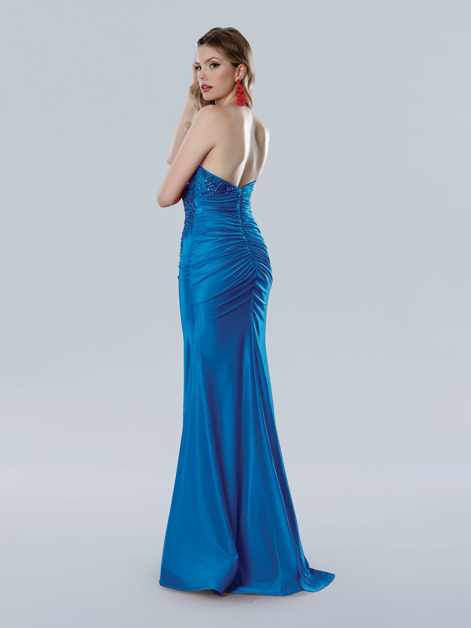 Stella Couture 25220 Prom Long Fitted Ruched Formal Beaded Applique Dress