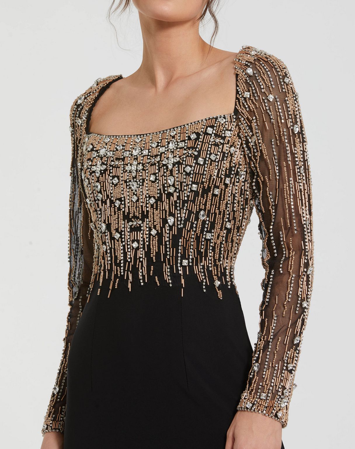 Mac Duggal 2256 Long Sleeve Beaded Formal Prom Dress