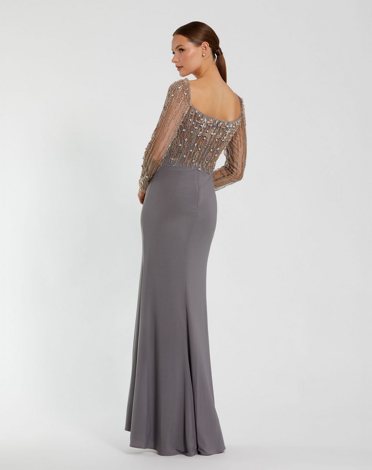 Mac Duggal 2256 Long Sleeve Beaded Formal Prom Dress