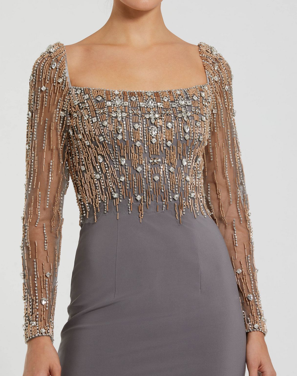Mac Duggal 2256 Long Sleeve Beaded Formal Prom Dress