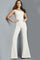 Jumpsuit Long Bow Shoulder Formal Jumpsuit Ivory/Black