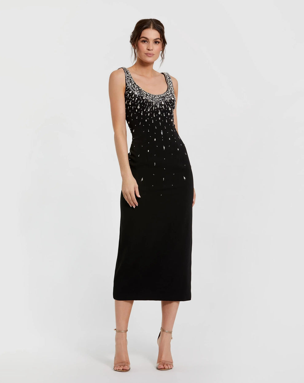 Cocktail Dresses Formal Beaded Midi Cocktail Dress Black