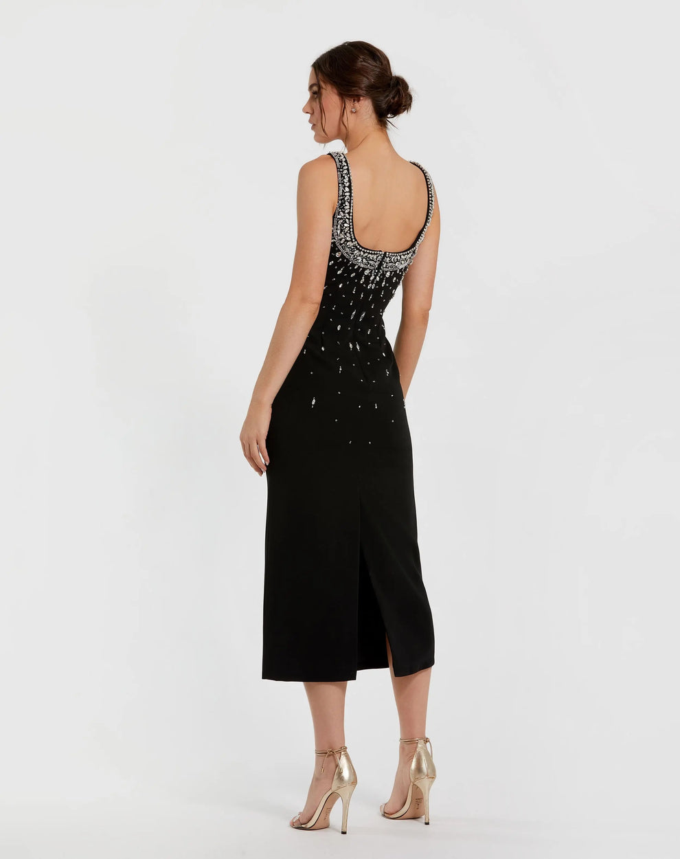 Cocktail Dresses Formal Beaded Midi Cocktail Dress Black