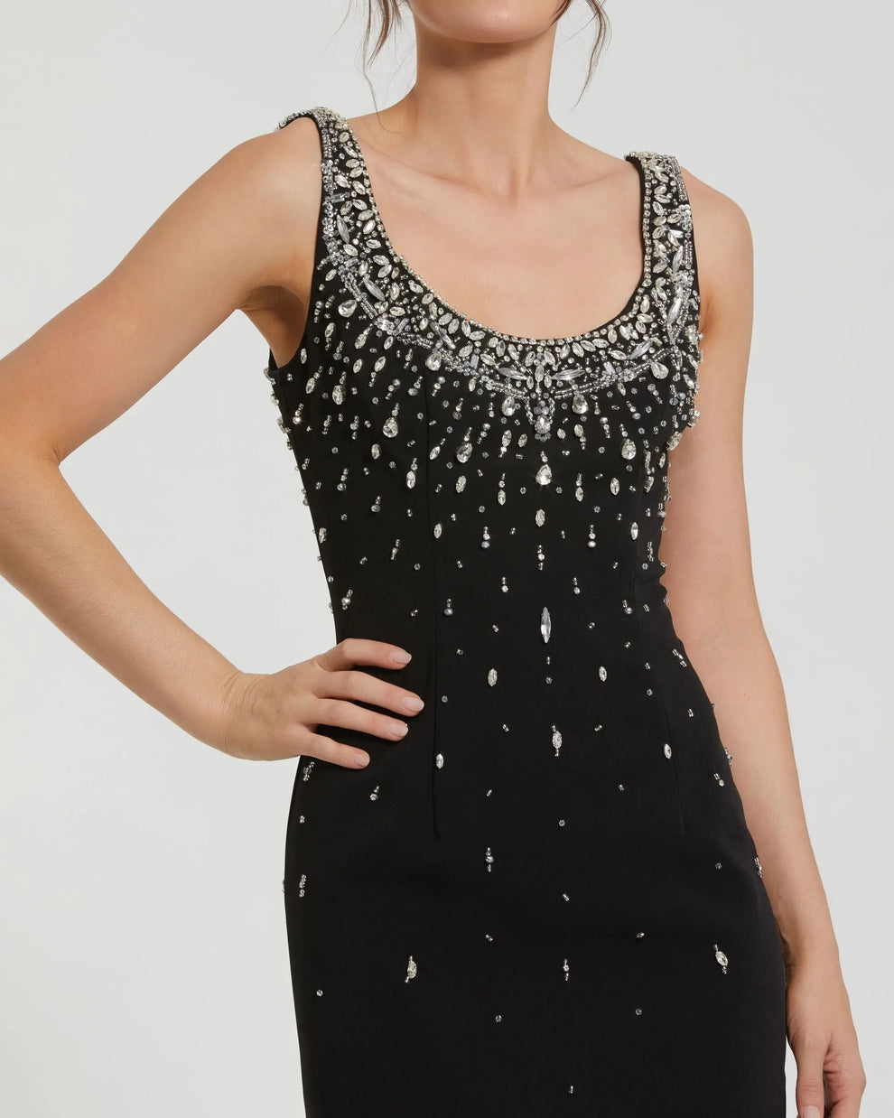 Cocktail Dresses Formal Beaded Midi Cocktail Dress Black