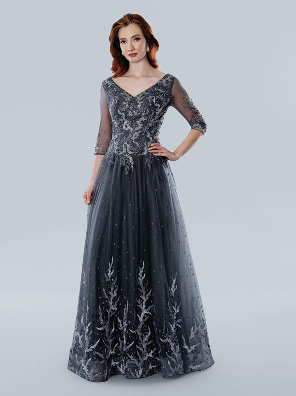 Stella Couture 25300 Long Floral Beaded Formal Mother of the Bride Dress