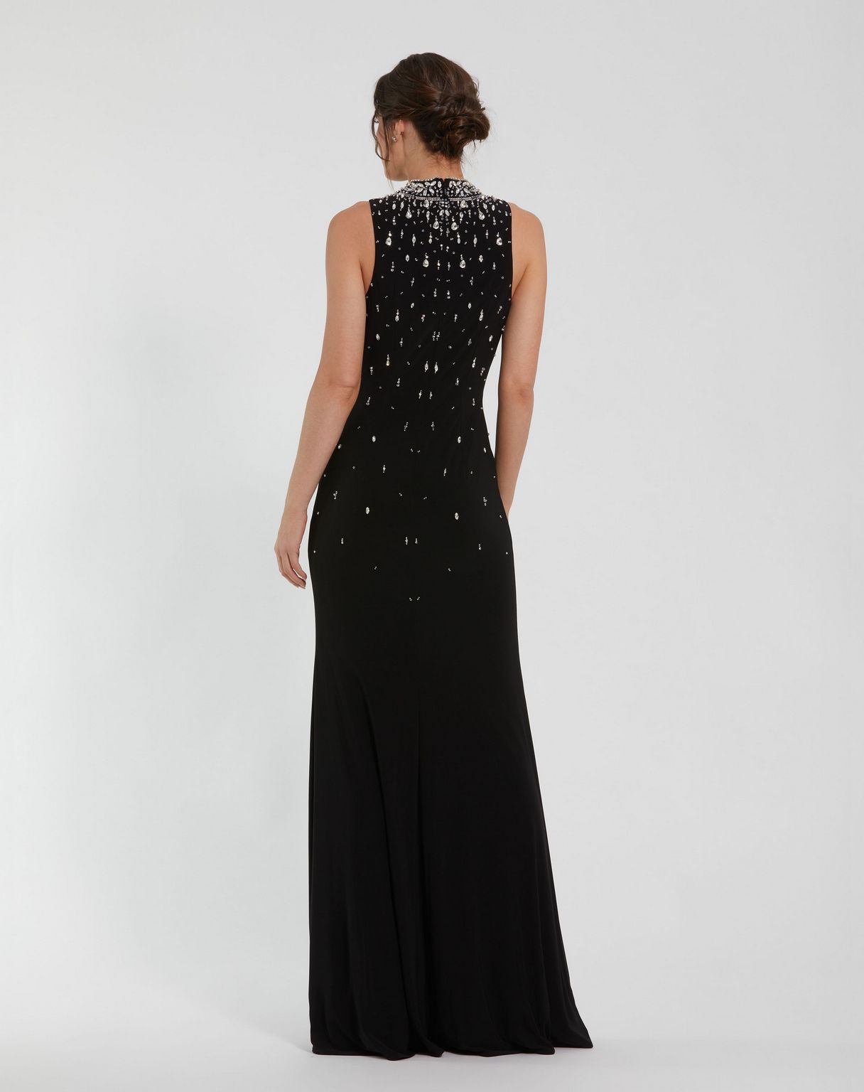 Black Mac Duggal 2260 Long Fitted Formal Prom Beaded Dress