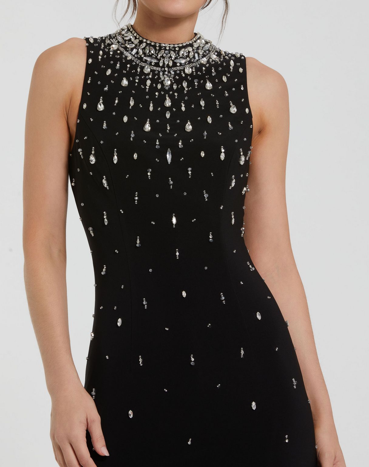 Black Mac Duggal 2260 Long Fitted Formal Prom Beaded Dress for $498.0