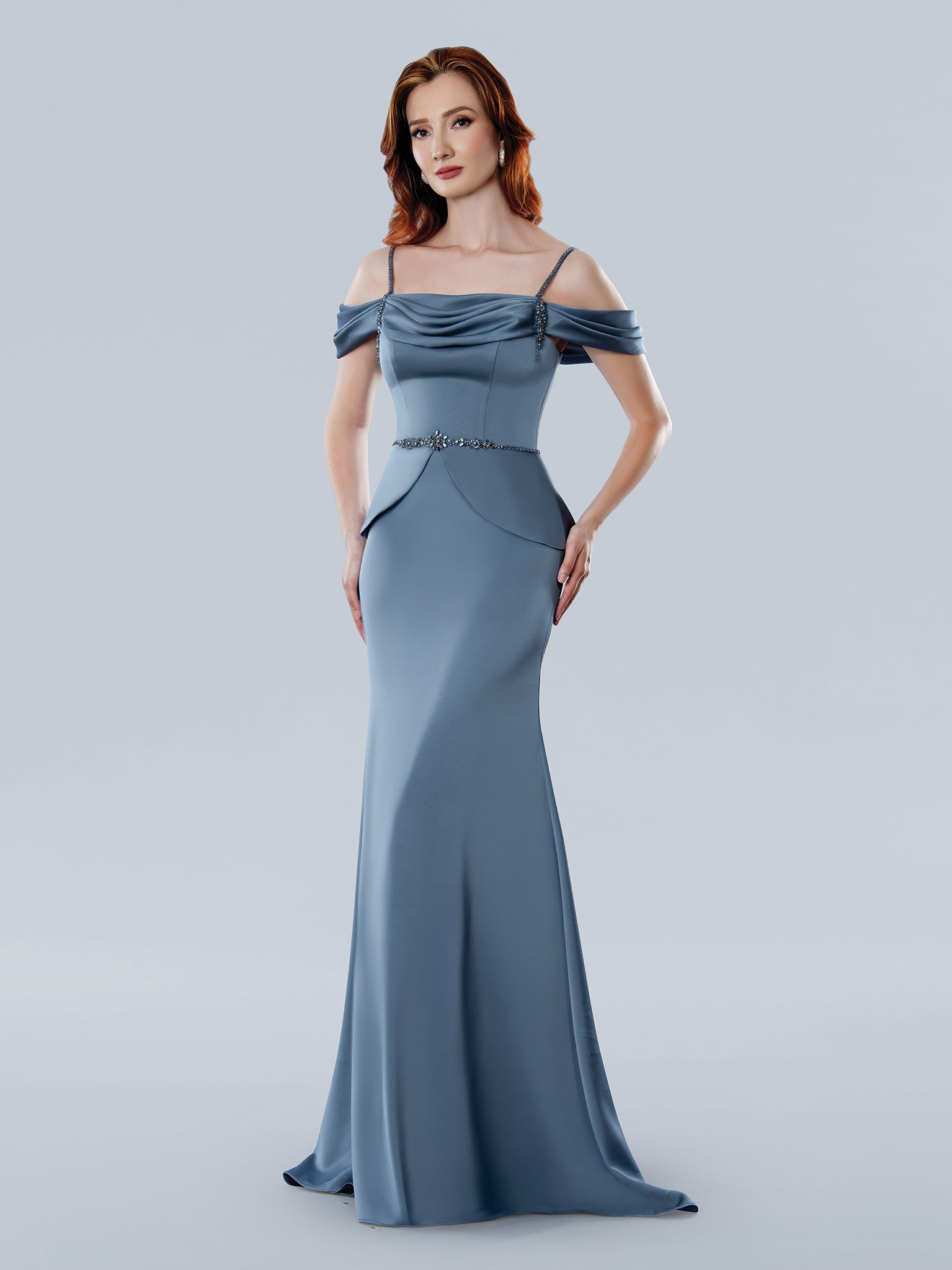 Formal Dresses Formal Long Beaded Evening Dress  Pewter