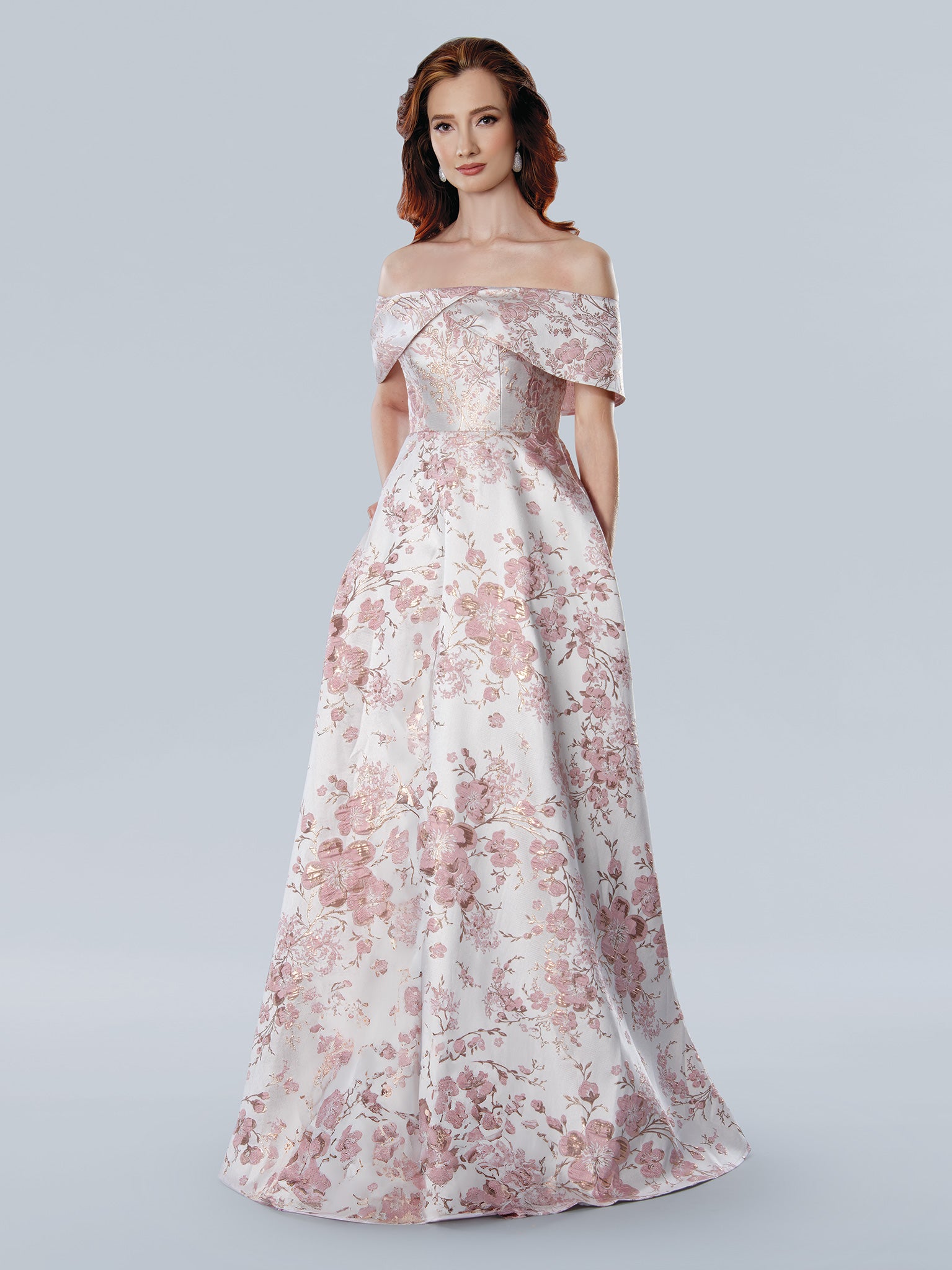 Stella Couture 25303 Long Floral Formal A Line Evening Dress