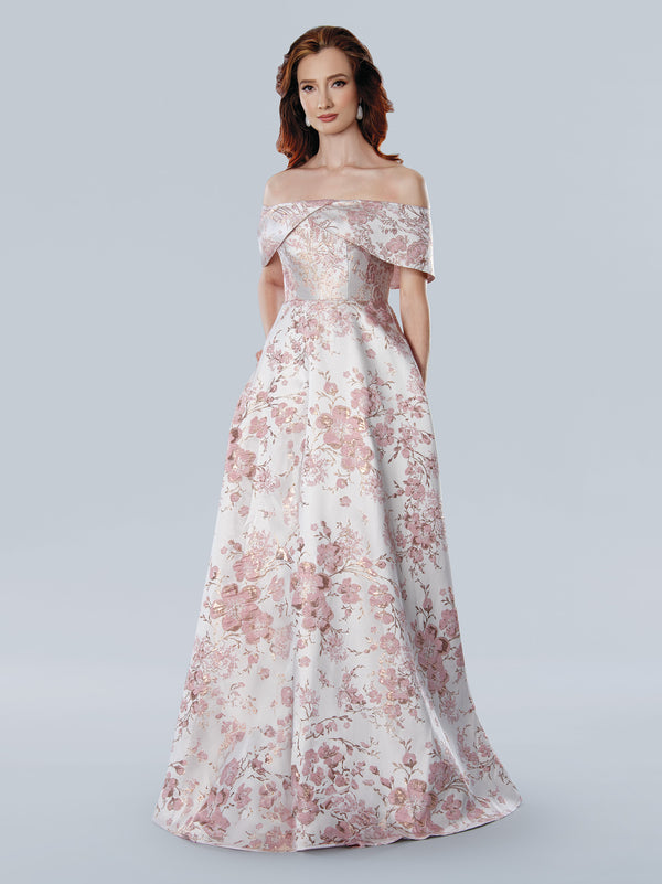 Stella Couture 25303 Long Floral Formal A Line Evening Dress