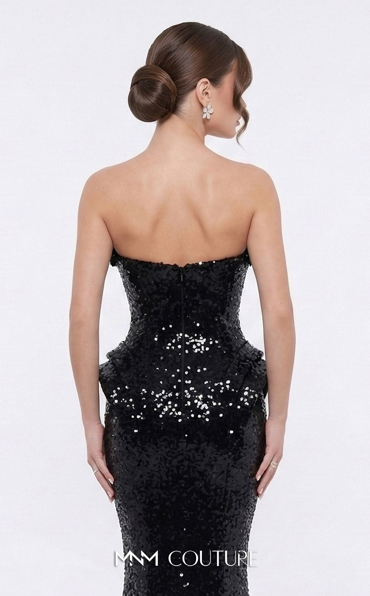 Strapless Curved Neck Floor-Length Sequin Formal Mermaid MNM Couture 2263B