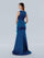 Formal Dresses Pleated Long Ruffle Slit Formal Evening Dress Royal Blue