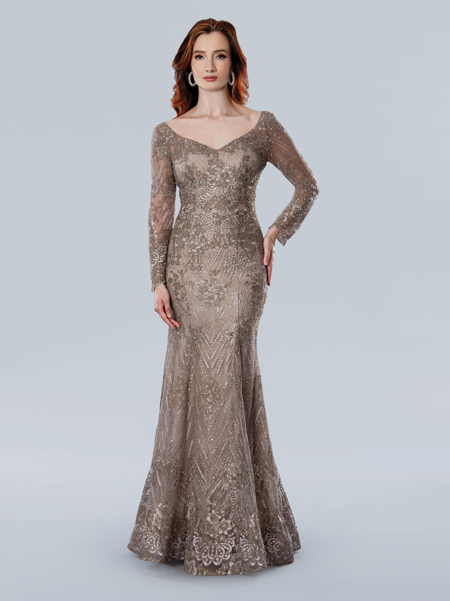 Mother of the Bride Dresses Long Formal Fitted Mermaid Mother of the Bride Dress Coffee