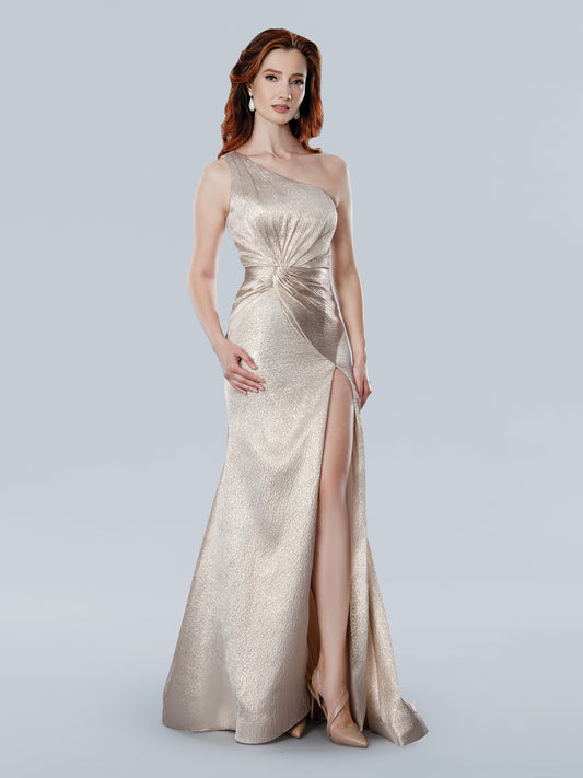 Prom Dresses Long Fitted Metallic Mermaid Formal prom Dress  Gold