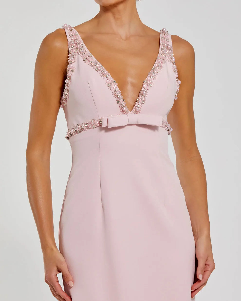 Formal Dresses Fitted Evening Gown Tea Length Formal Dress Blush
