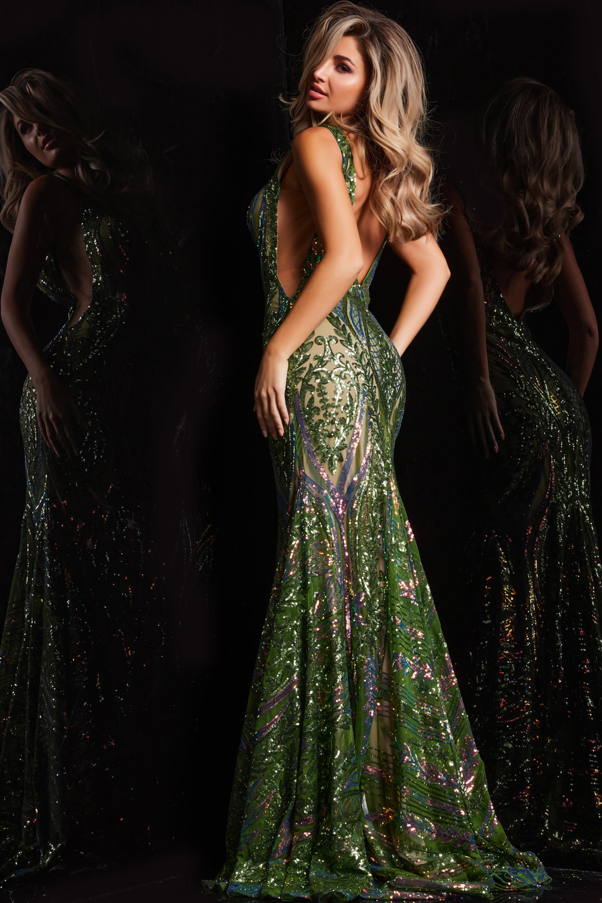Jovani 22770 Long Formal Sleeveless Prom Dress - Green / 4 Jovani 22770 Long Formal Sleeveless Prom Dress - Green / 4