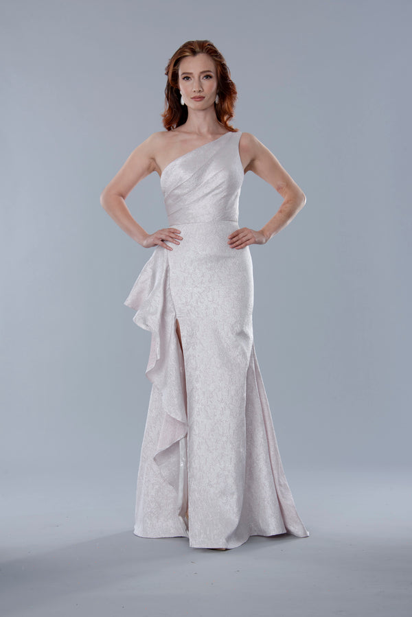 Stella Couture 25311 Long Fitted Ruffle Slit Formal Evening Dress