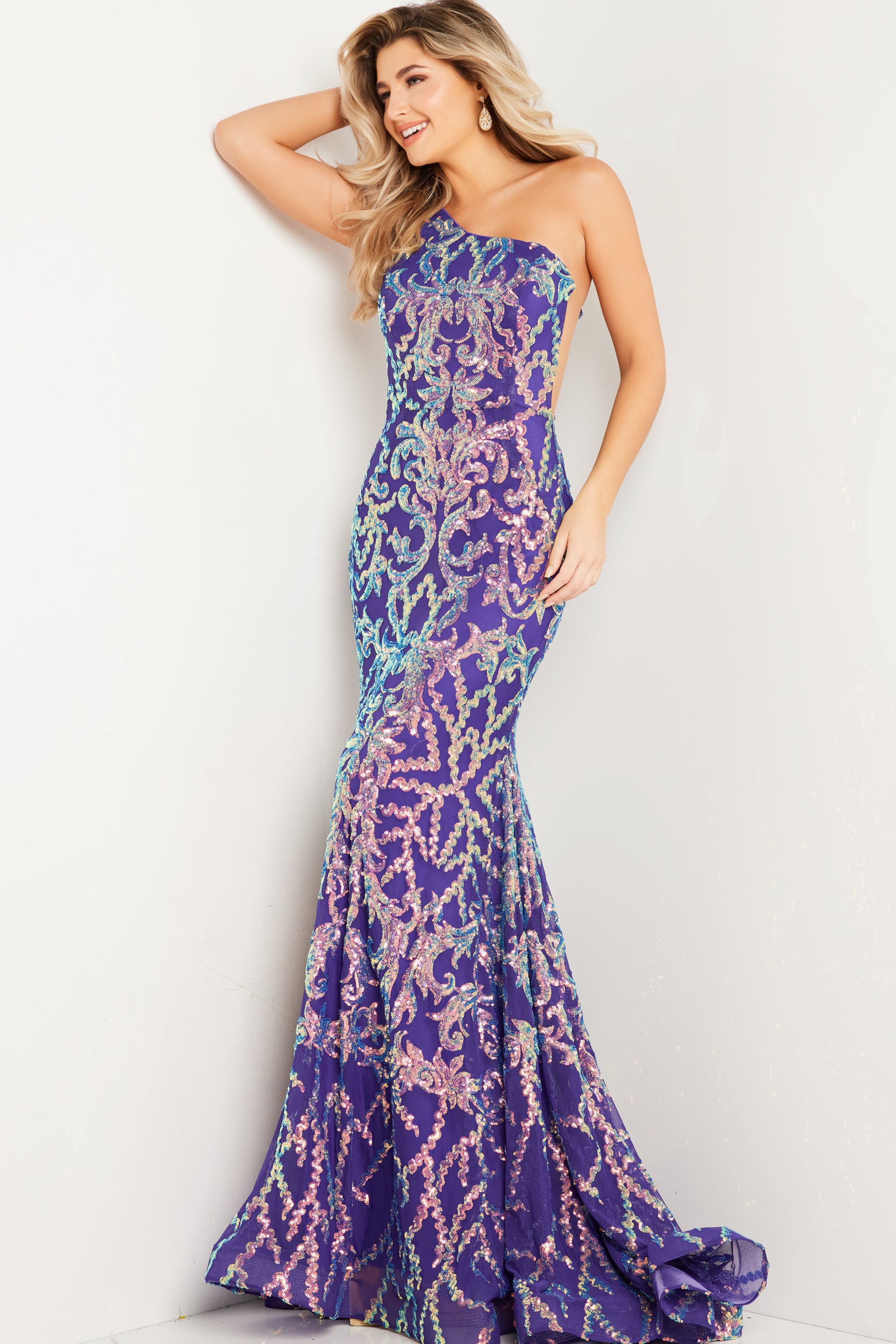 Jovani 22845 Long Fitted One Shoulder Prom Dress