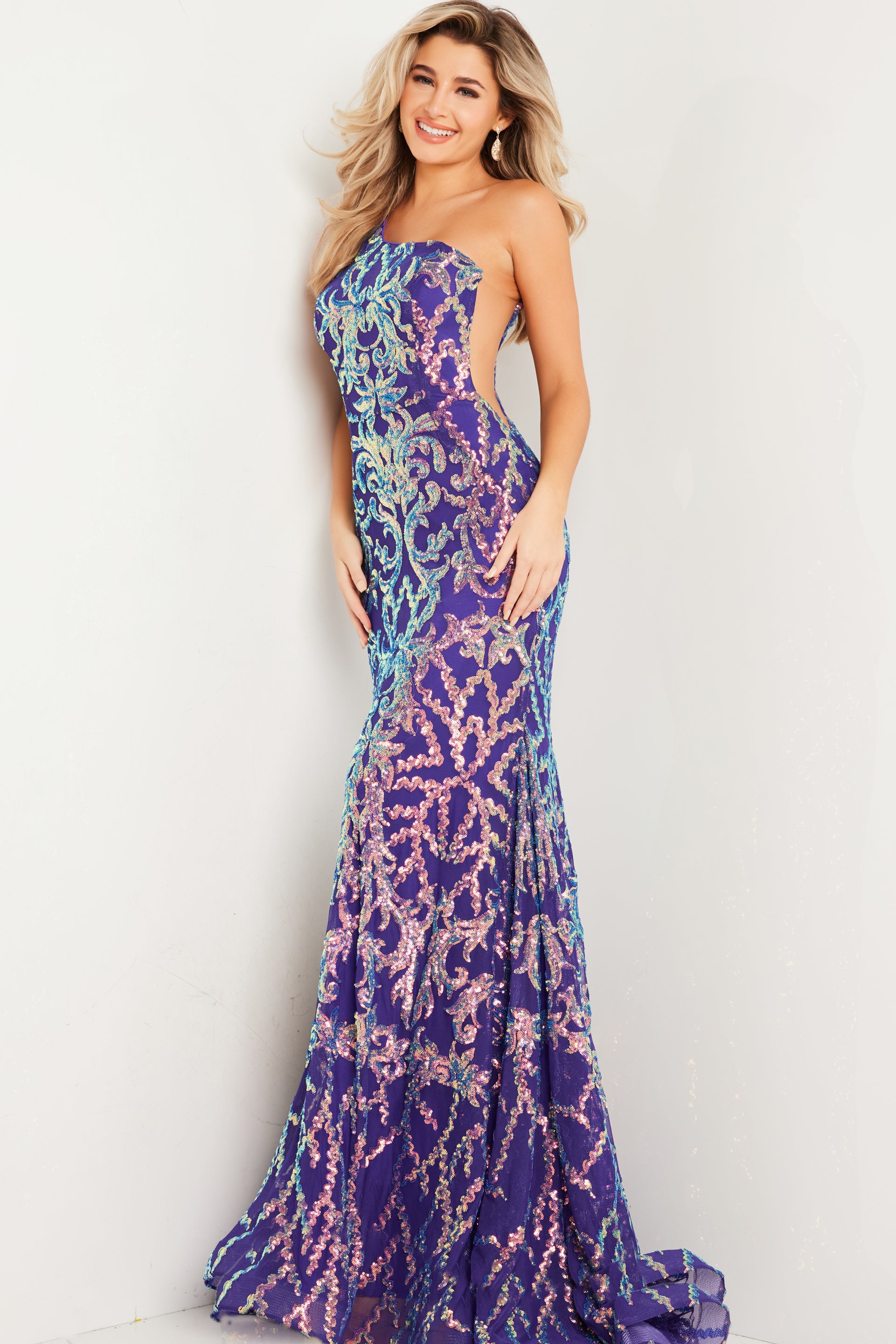 Jovani 22845 Long Fitted One Shoulder Prom Dress