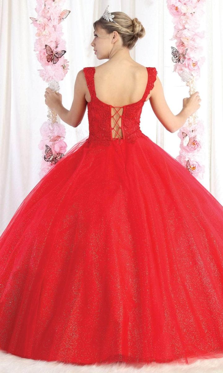 Off-the-Shoulder Floor-Length Tulle Prom Ball Gown May Queen LK194