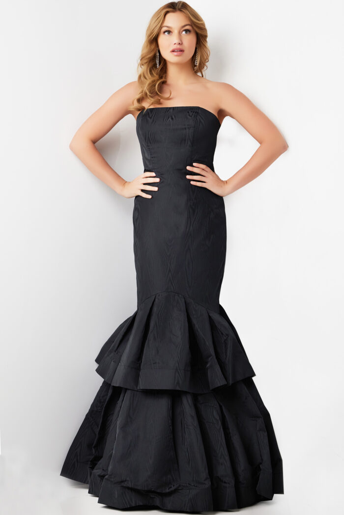 Prom Dresses Long Mermaid Ruffle Formal Prom Dress Black