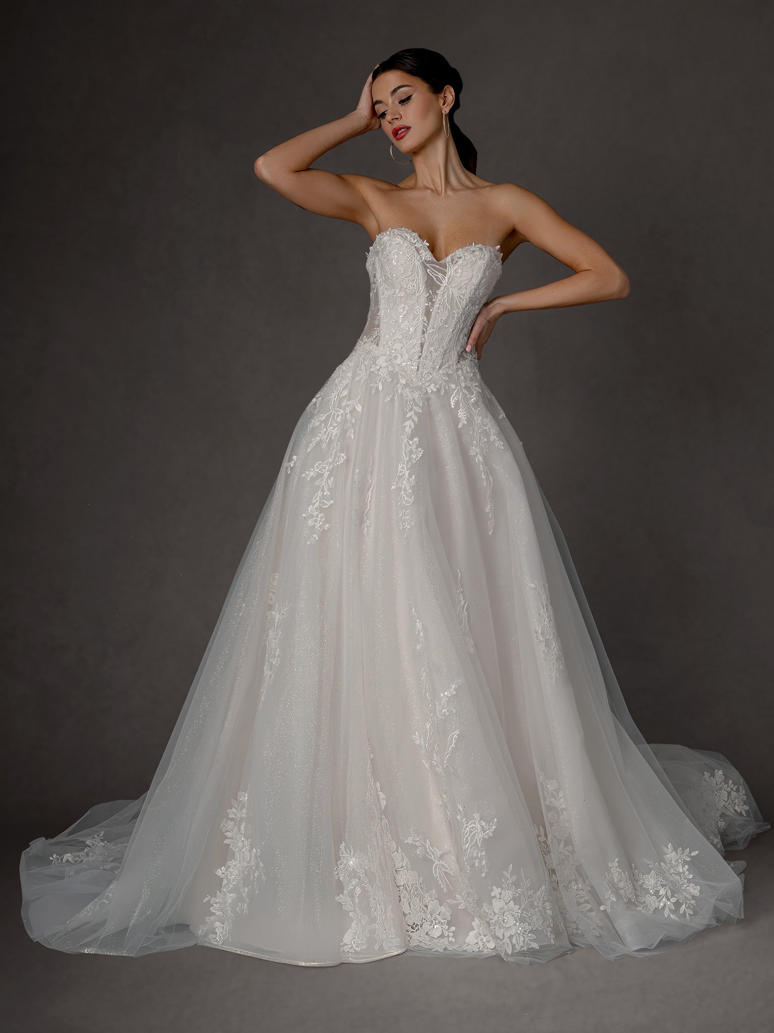 Wedding Dresses Long Lace Applique Wedding A Line Bridal Gown Stella Couture 25661 Off White