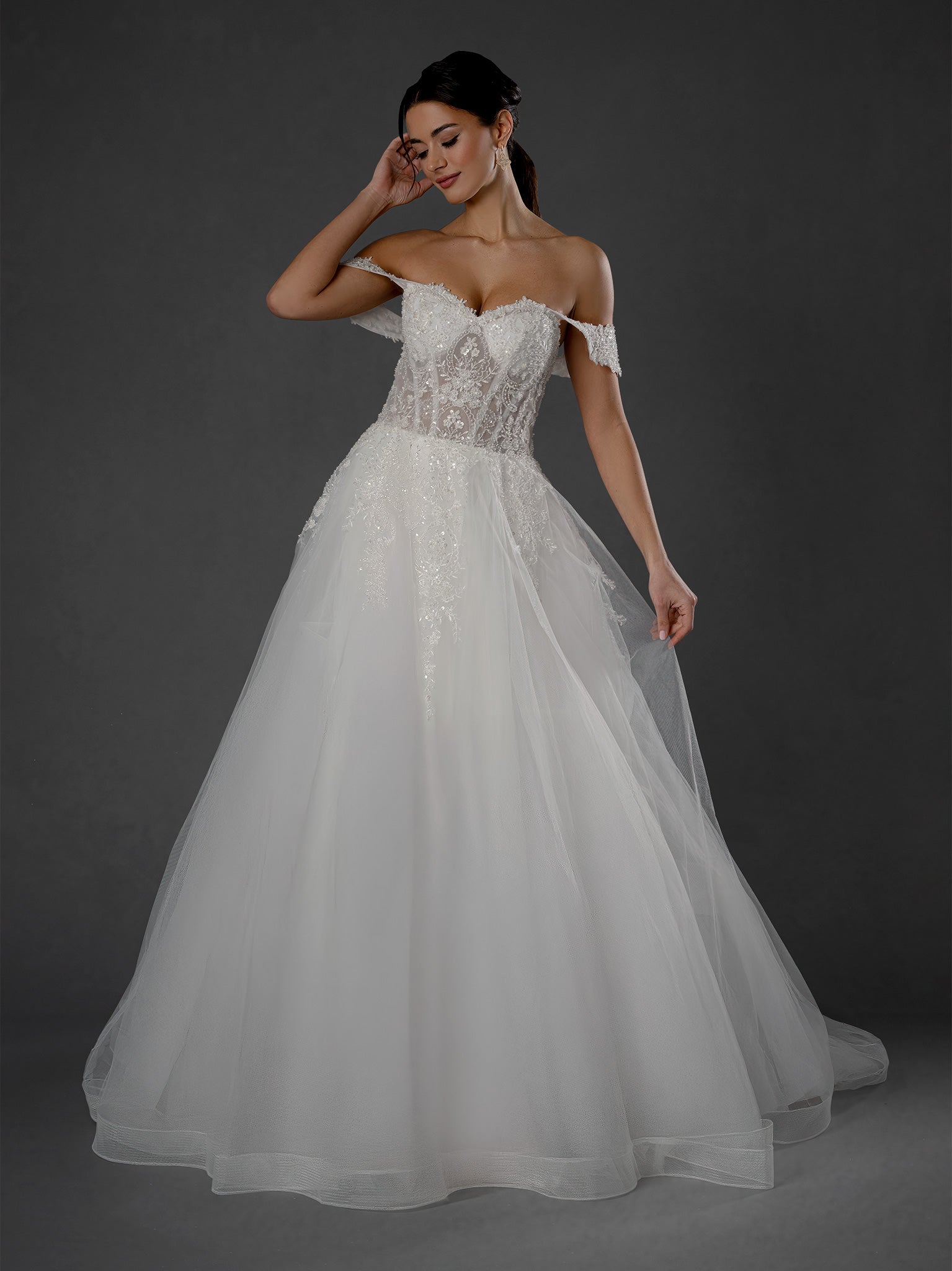 Wedding Dresses A Line Lace Bridal Long Wedding Dress Stella Couture 25582 Off White