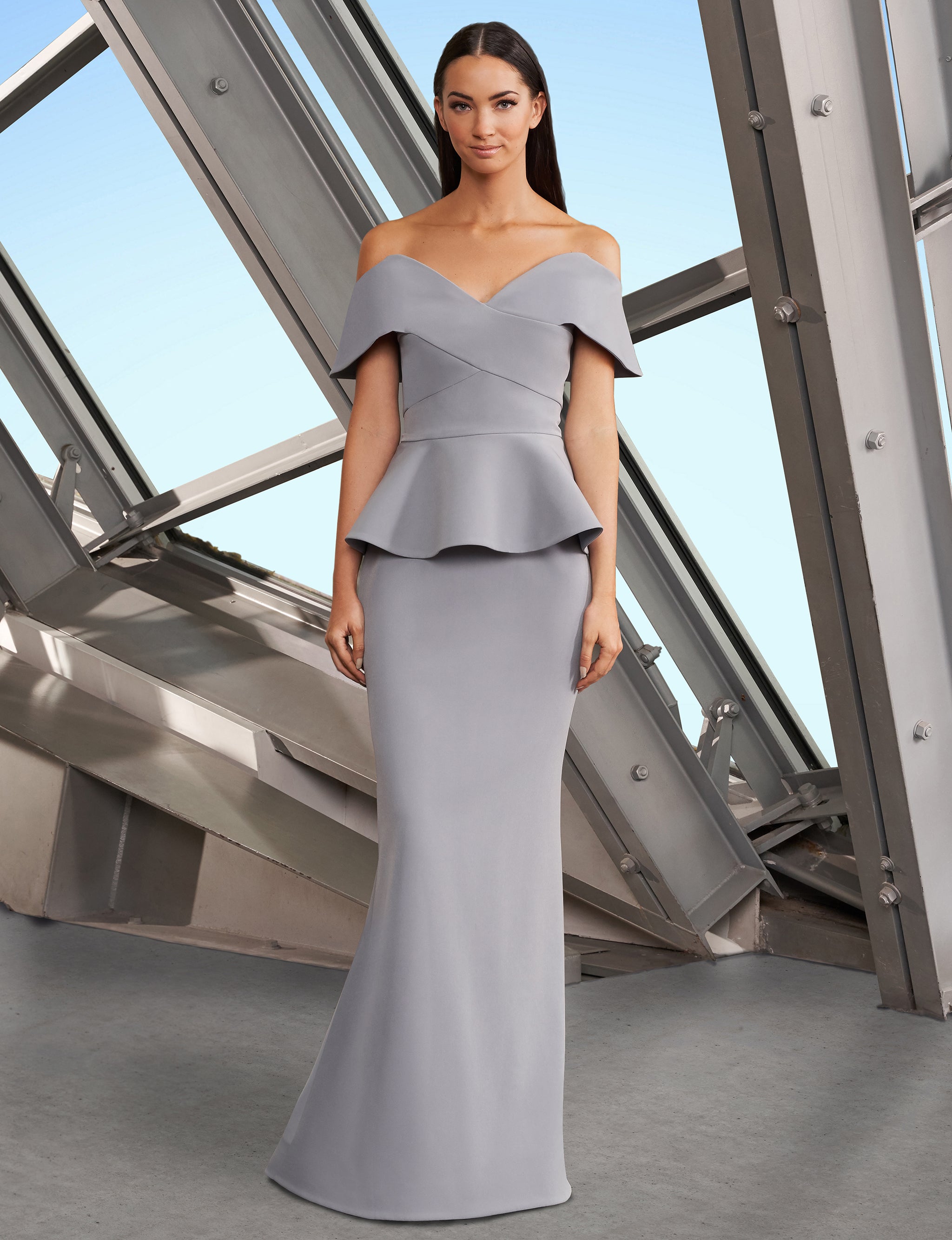 Formal Dresses Long Formal Peplum Evening Dress Silver Sage