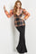 Pant Suit Long Evening Two Piece Formal Pant Suit  Neon Orange/Black