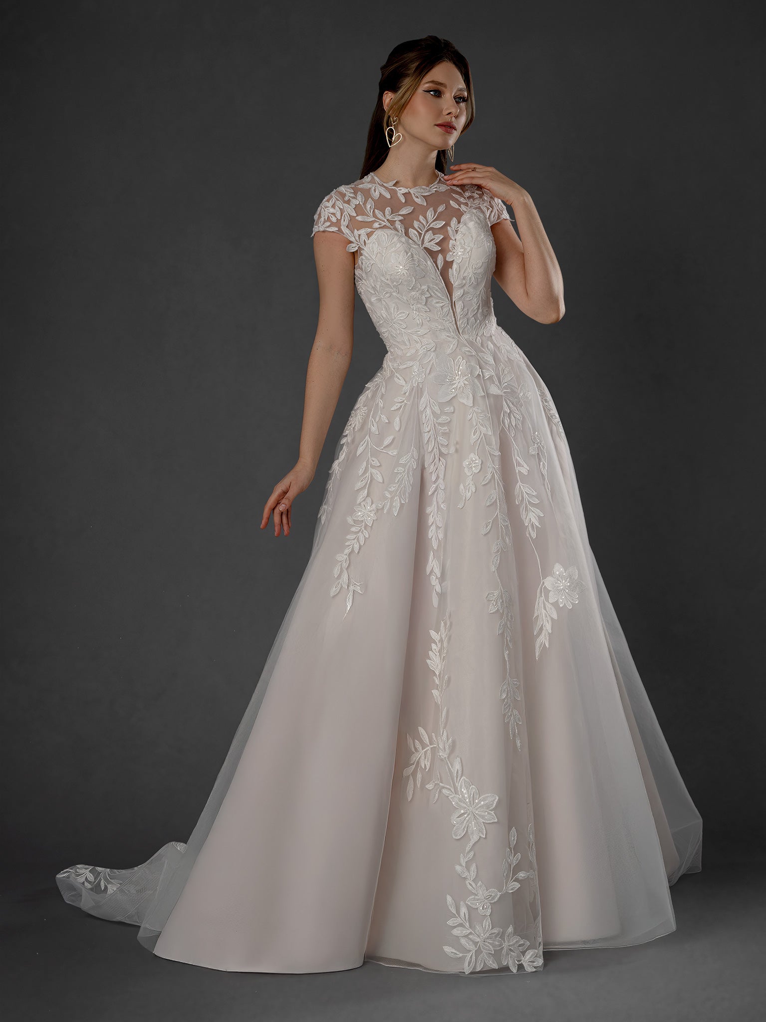 Wedding Dresses Long A Line Lace Wedding Dress Off White-Tulle-25577-A Line