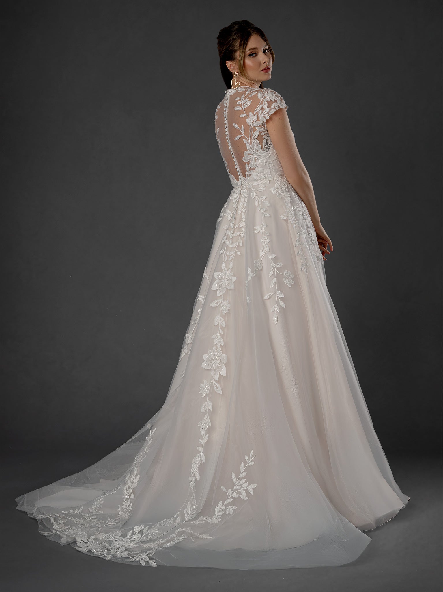 Wedding Dresses Long A Line Lace Wedding Dress Off White-Tulle-25577-A Line
