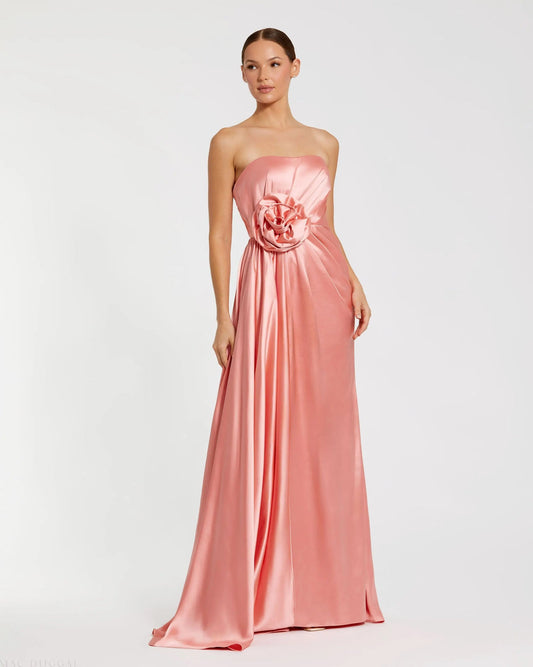 Prom Dresses Long Formal 3D Prom Pleated Dress Coral