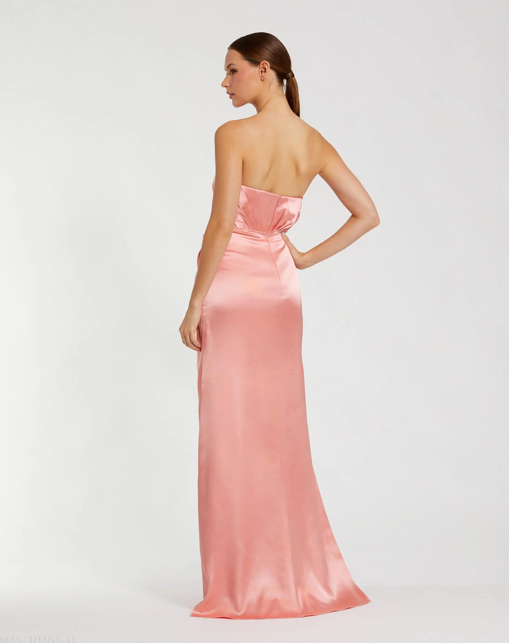 Mac Duggal 2301 Long Formal 3D Prom Pleated Dress