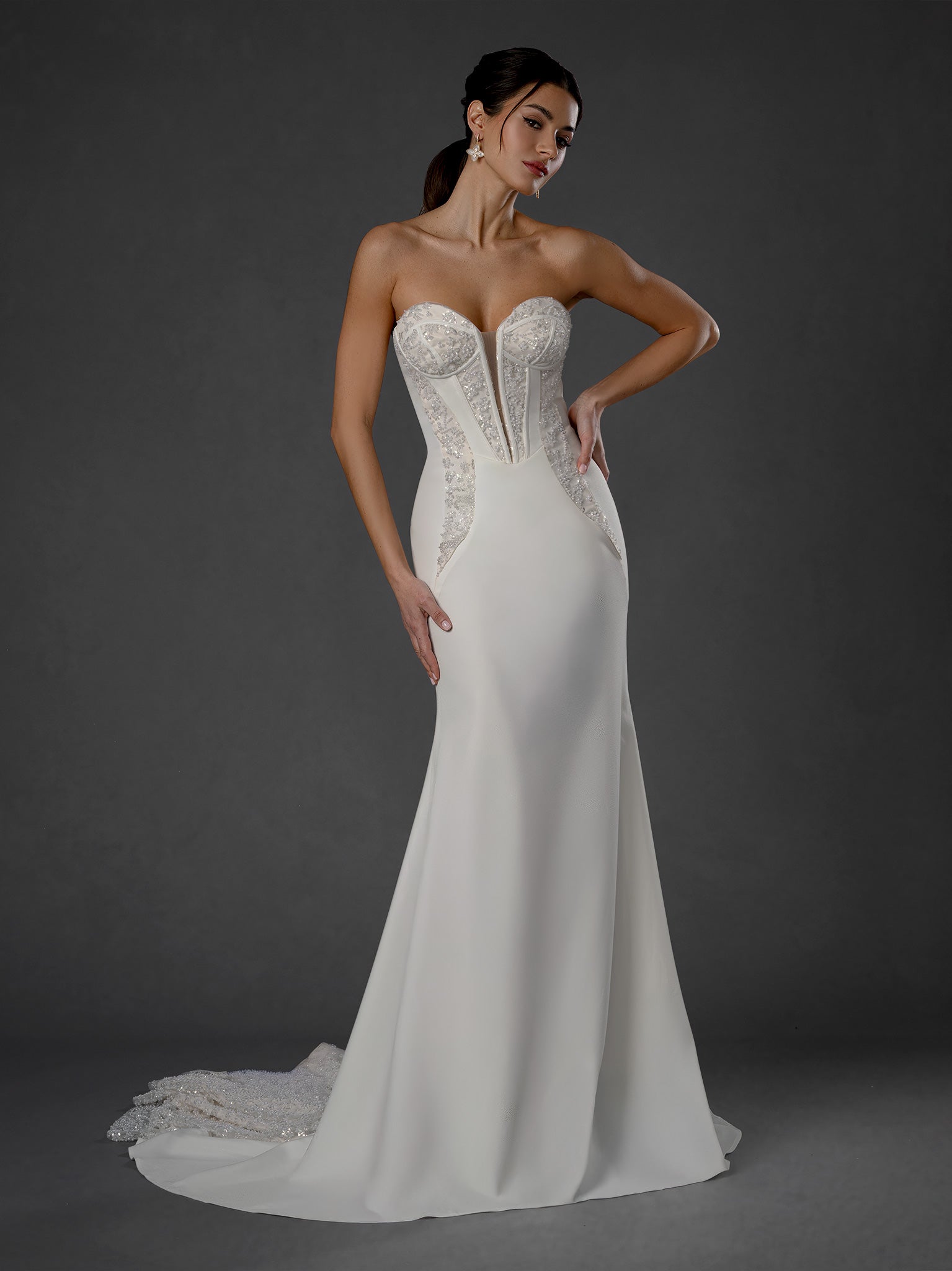 Long Beaded Wedding Dress Corset