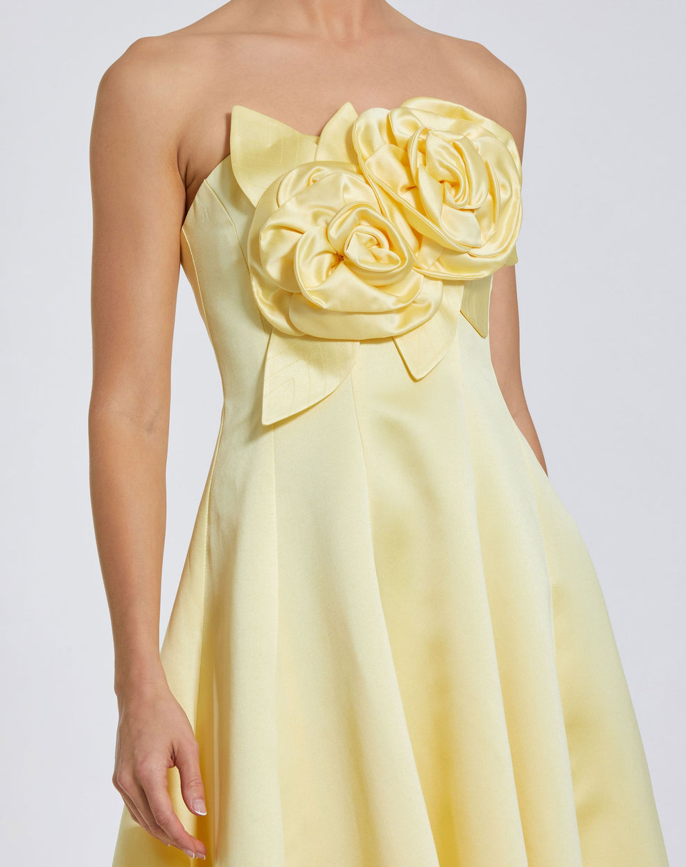 Cocktail Dresses 3D Floral High Low Cocktail Dress Mac Duggal 2303 Buttercup