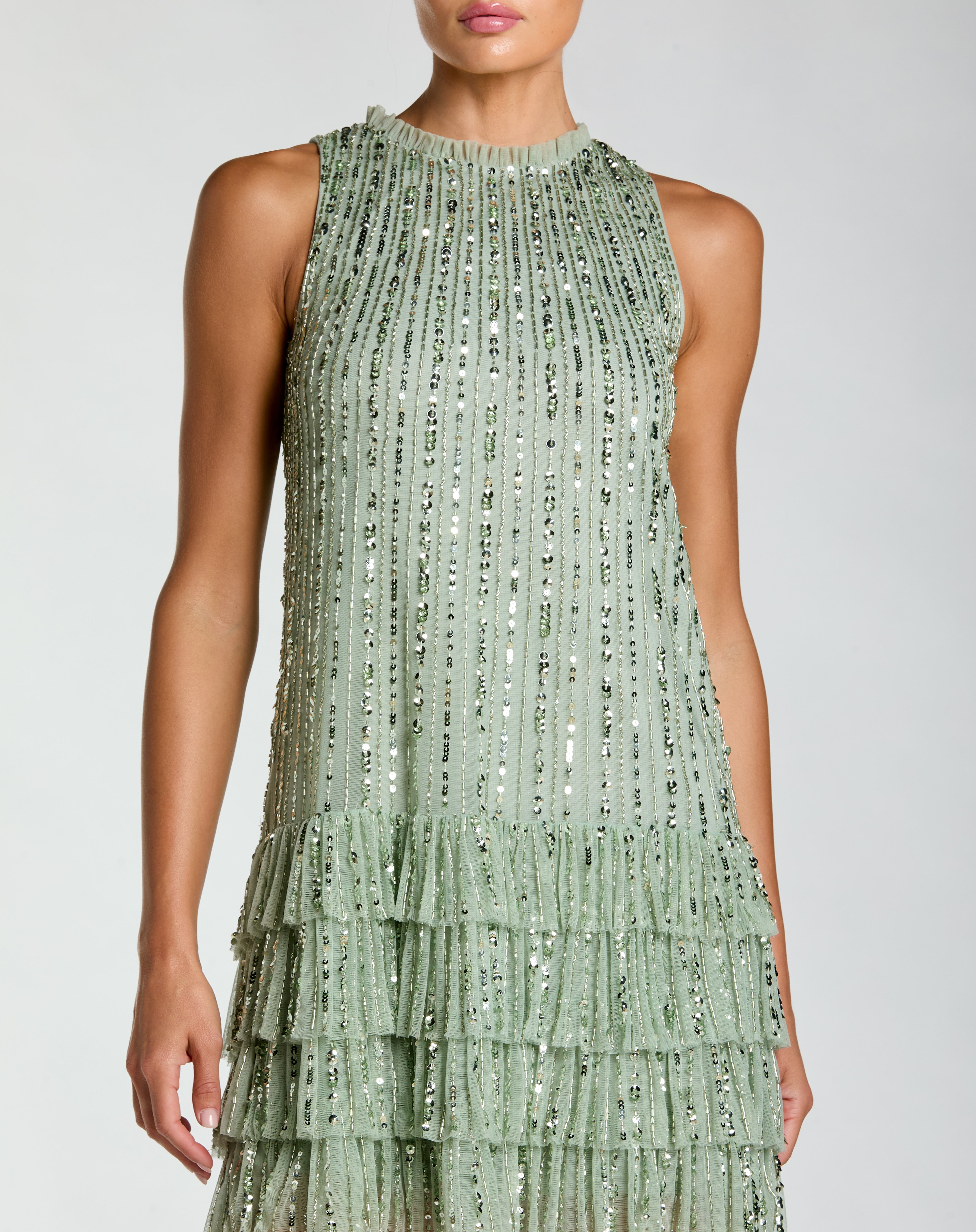 Crew High-Neck Mini Sequin Cocktail Sheath Column Mac Duggal 23030