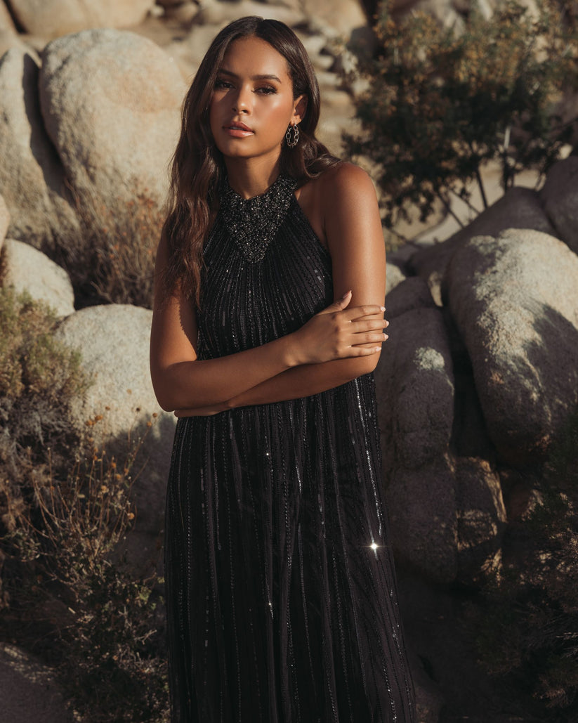 Formal Dresses Long Formal A Line Beaded Evening Gown Black
