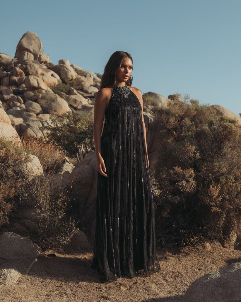 Formal Dresses Long Formal A Line Beaded Evening Gown Black
