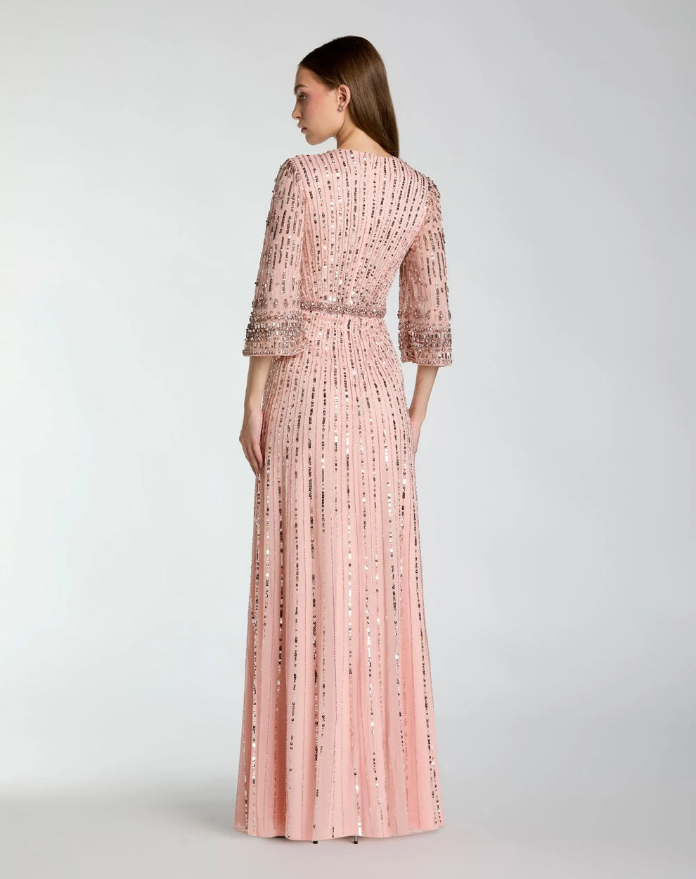 Crew/High-Neck Floor-Length Sequin Formal A-Line Mac Duggal 23045