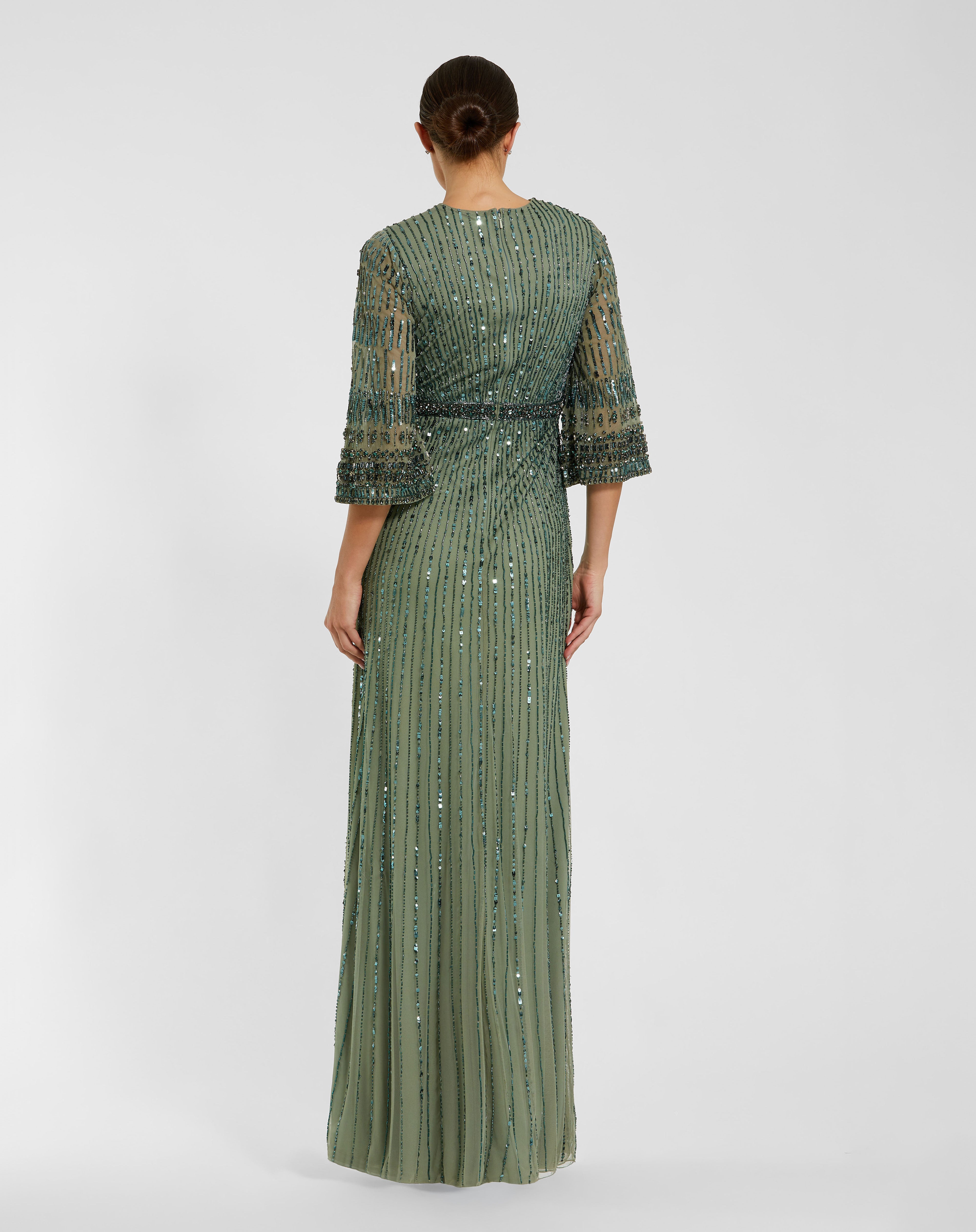 Crew/High-Neck Floor-Length Sequin Formal A-Line Mac Duggal 23045