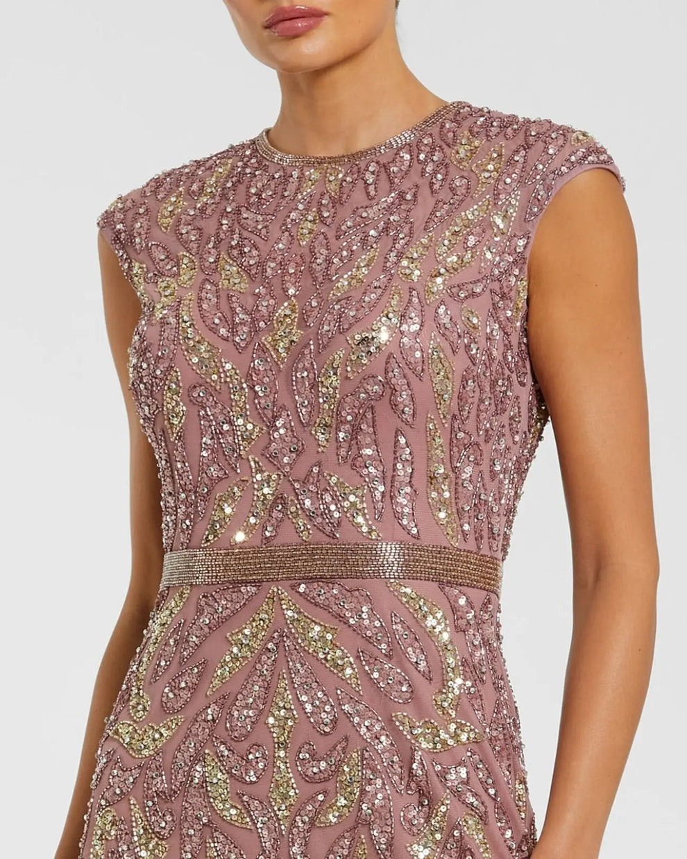 Crew/High-Neck Midi Tulle Formal Sheath Mac Duggal 23049