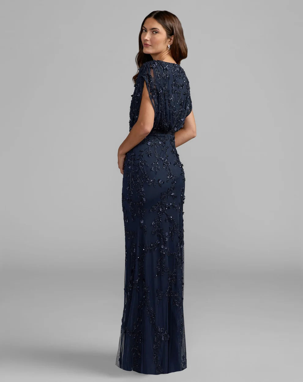 Mother of the Bride Dresses Long Beaded Formal Mother of the Bride Dress Mac Duggal 23067 Navy