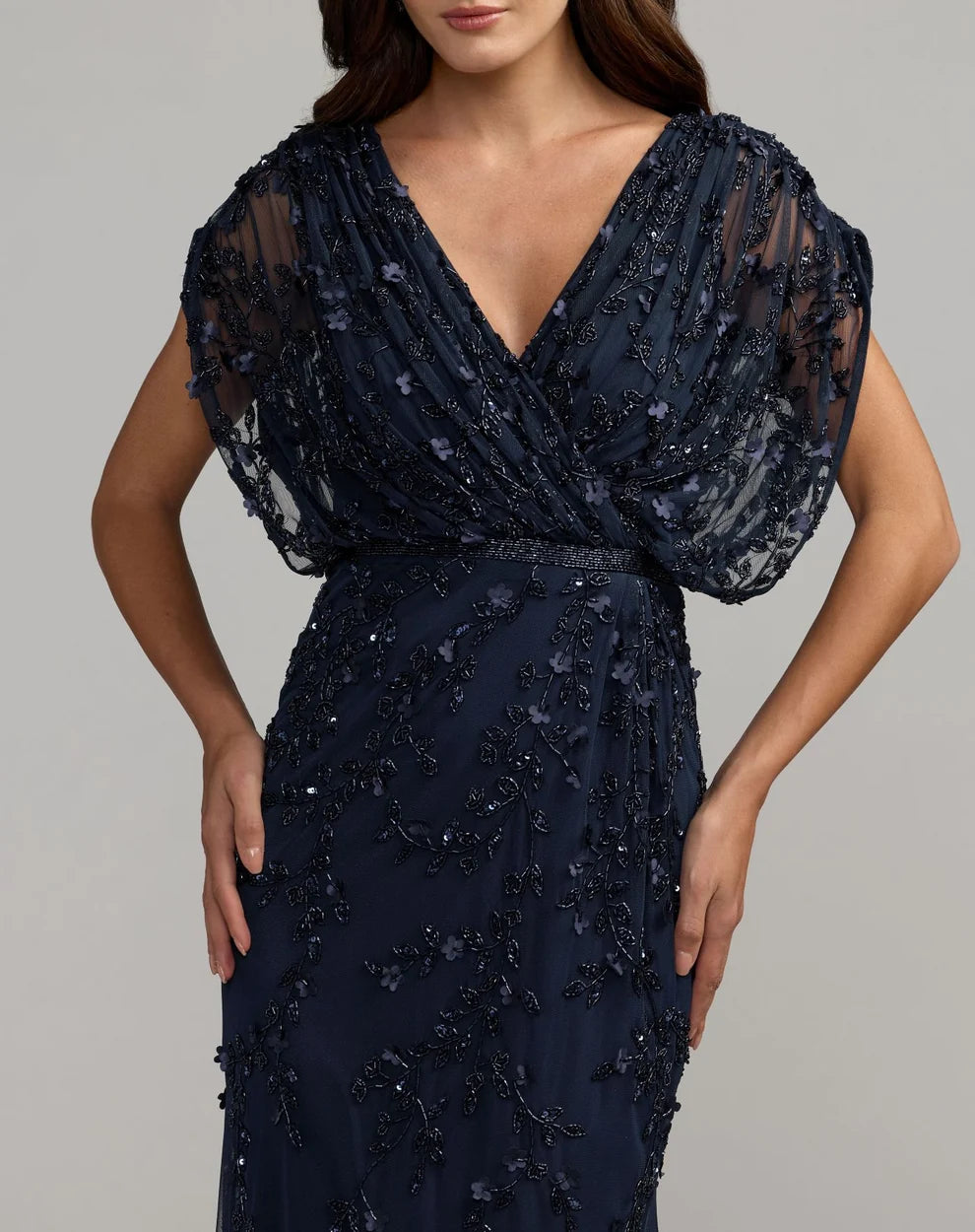 Mother of the Bride Dresses Long Beaded Formal Mother of the Bride Dress Mac Duggal 23067 Navy